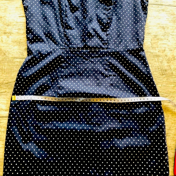 MOVING SALE 🔥  PORTMANS Navy & White Polka Dot Pencil Dress Size EUC 10 - Picture 11 of 16